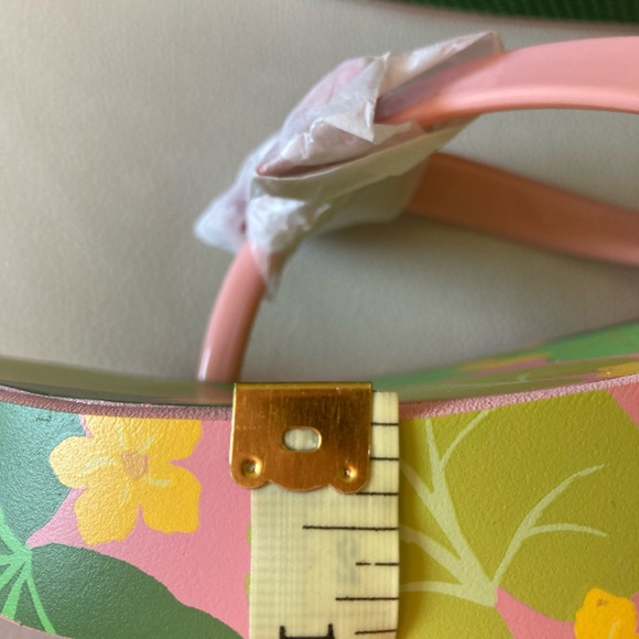 New Kate Spade #9 pink w/ bow and flowered platform flip flops. Never worn. - Picture 7 of 14